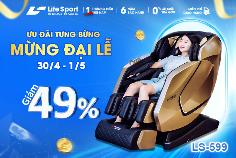 Mừng đại lễ 30/4 - 1/5 - Ghế massage LS-599 giảm sốc 49%