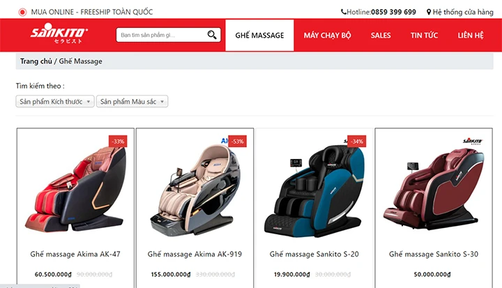 Ghế massage giá rẻ Vĩnh Phúc | Sankito
