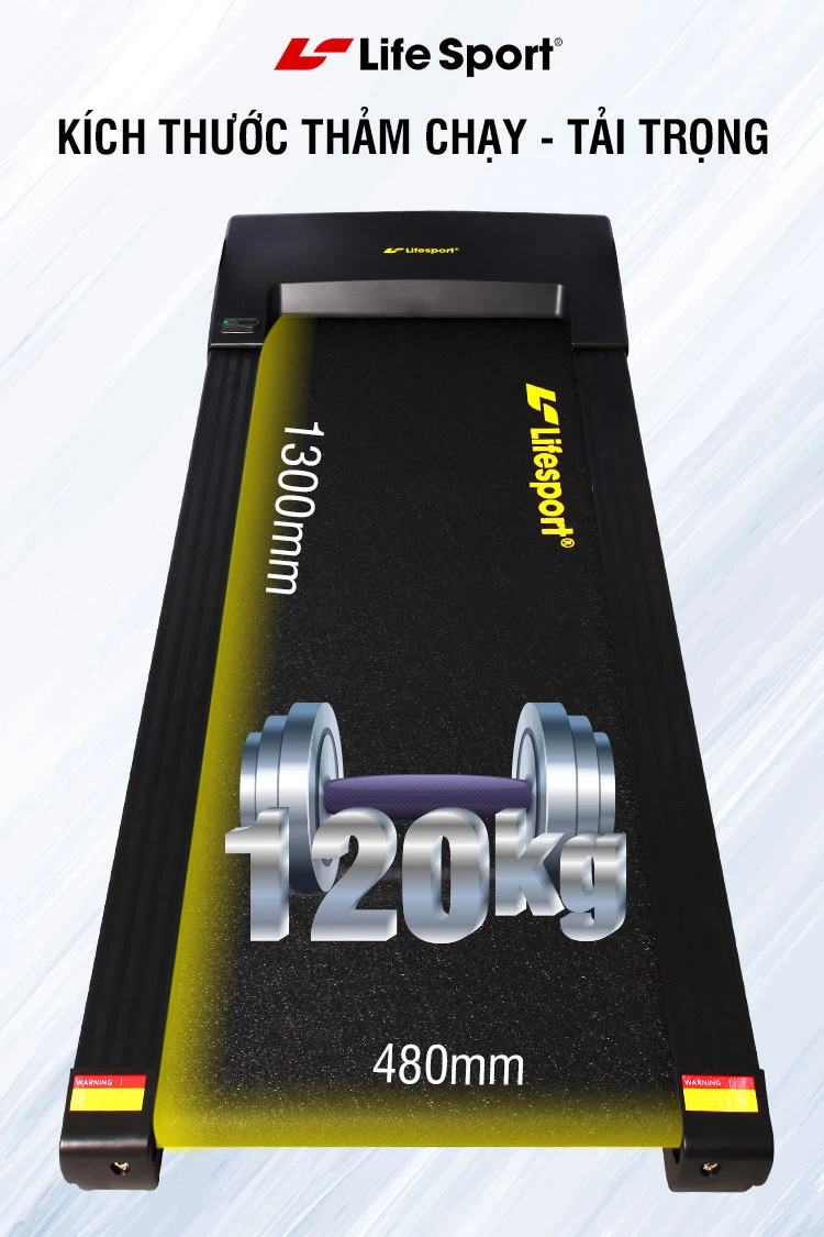 Kích thước thảm chạy, tải trọng máy chạy bộ