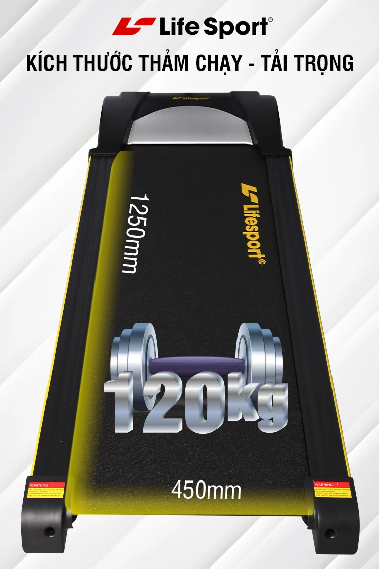 Kích thước thảm chạy rộng rãi