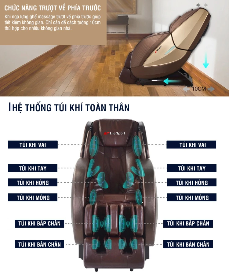 Ghế massage với chức năng trượt về sau